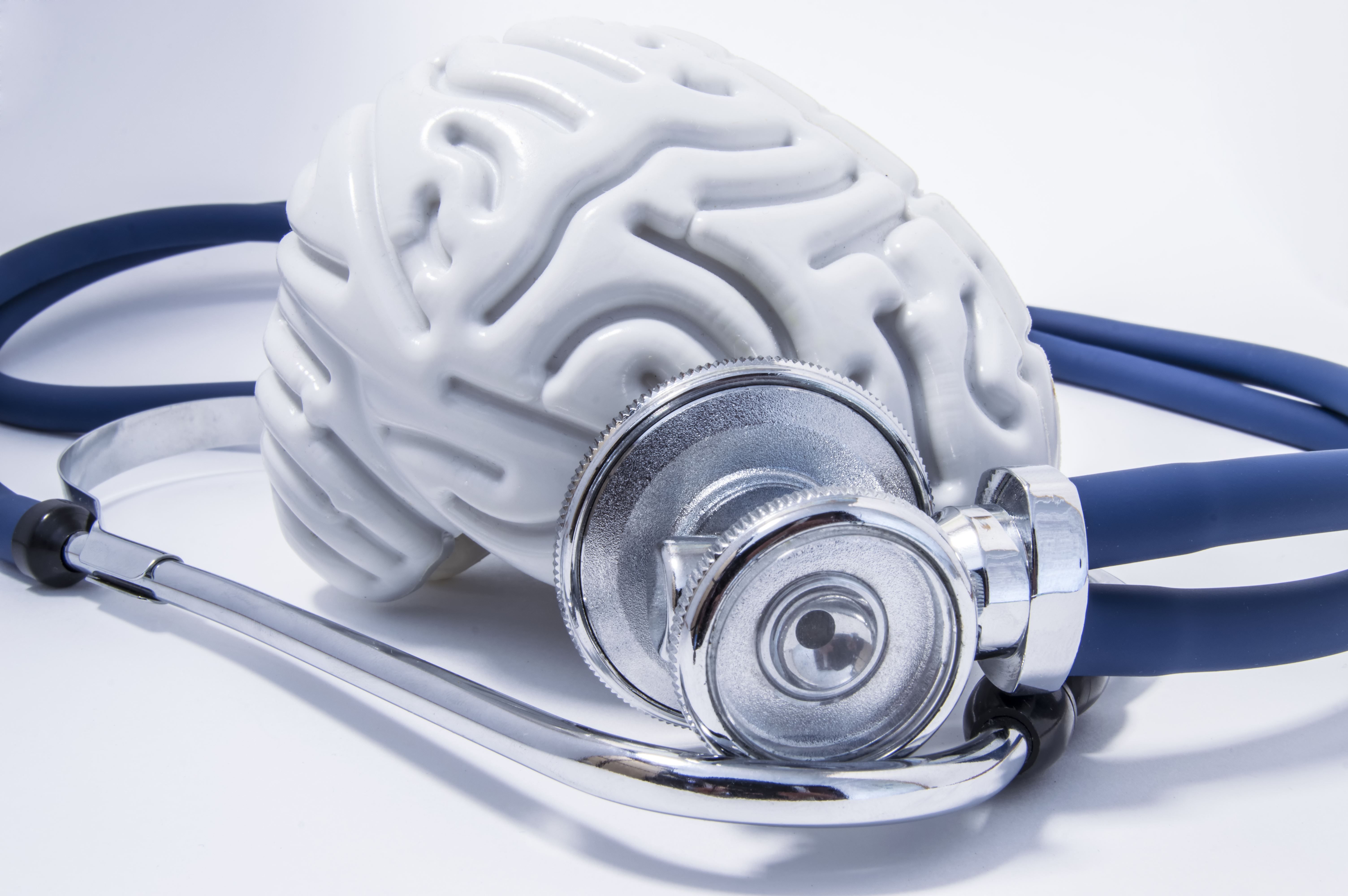 Stethoscope surrounding brain - Brain Injury